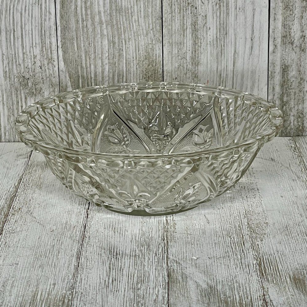 Vintage KIM Pressed Glass Fruit Bowl Made in Indonesia